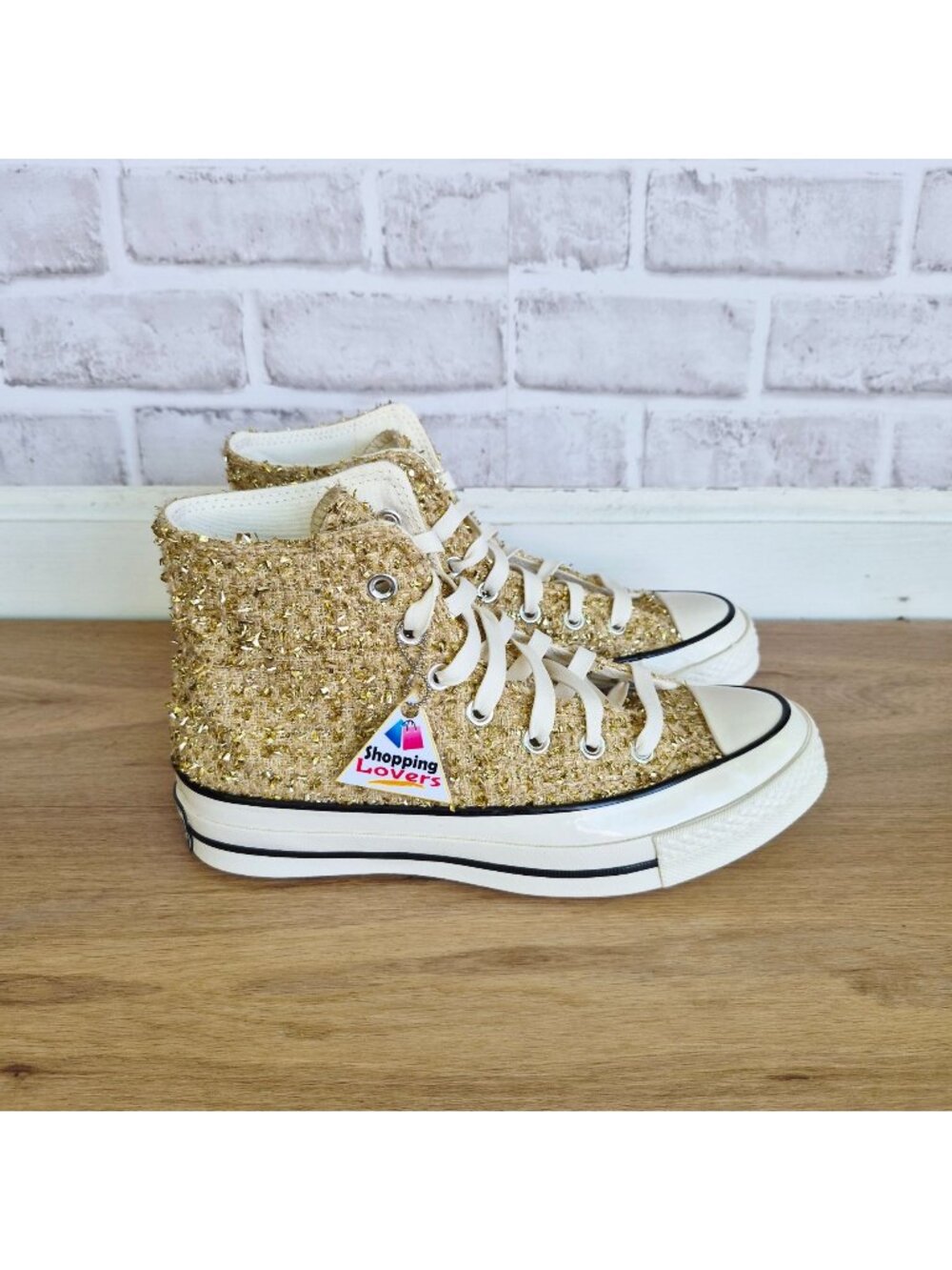 ⭐Converse Chuck 70 Hi Metallic Tweed Gold Sparkle 5 Men's Shoes Sneakers A16401C
